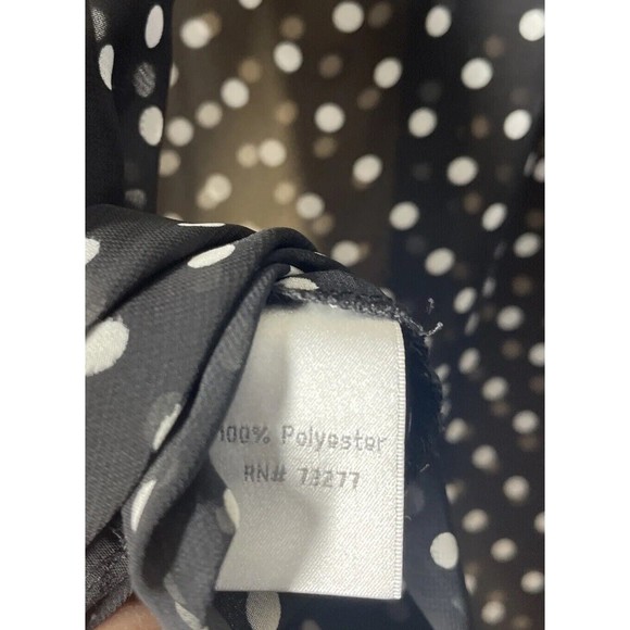 LC Lauren Conrad Top Womens M Black White Polka Dot Sheer Blouse - Picture 5 of 7